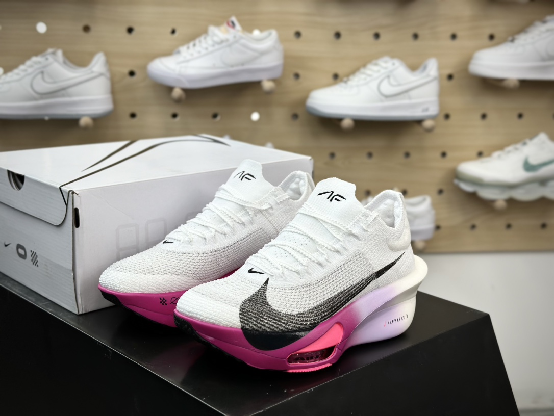 300 耐克Nike Air Zoom Alphafly Next% 3 Proto”Volt Aqua”阿尔法慢跑鞋“针织白色紫红渐变”FD8311-100