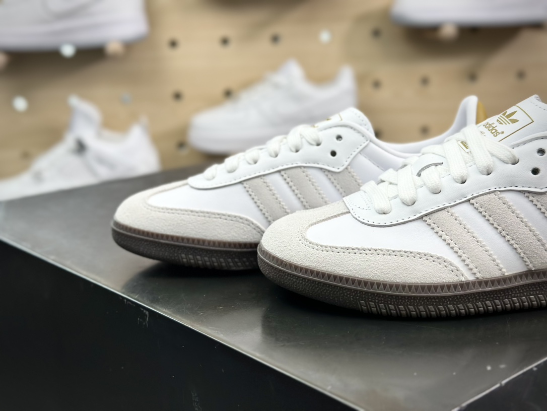 Adidas Originals Samba OG”Classics Program”桑巴舞板鞋“联名白浅灰黄尾烫金”IE4800