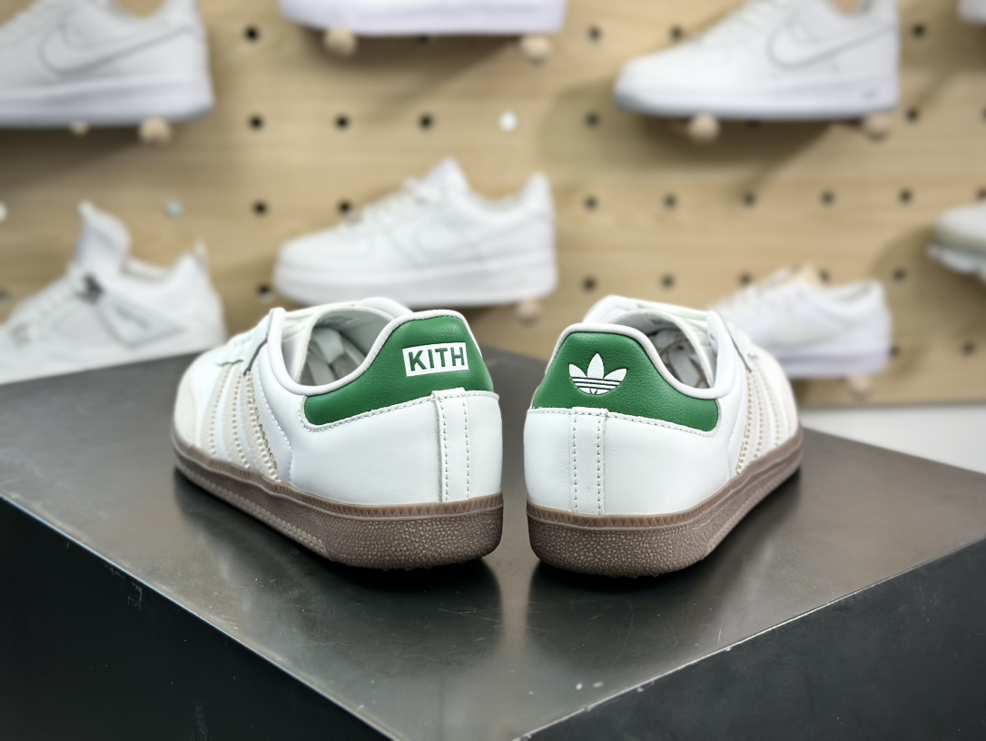 Adidas Originals Samba OG”Classics Program”桑巴舞皮革板鞋“联名白浅灰深绿烫金”FX5398