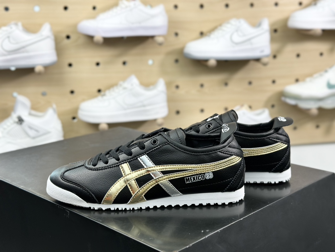 鬼塚虎/Onitsuka Tiger Mexico 66经典墨西哥系列低帮慢跑鞋“皮革黑金银”D5V2L-9094