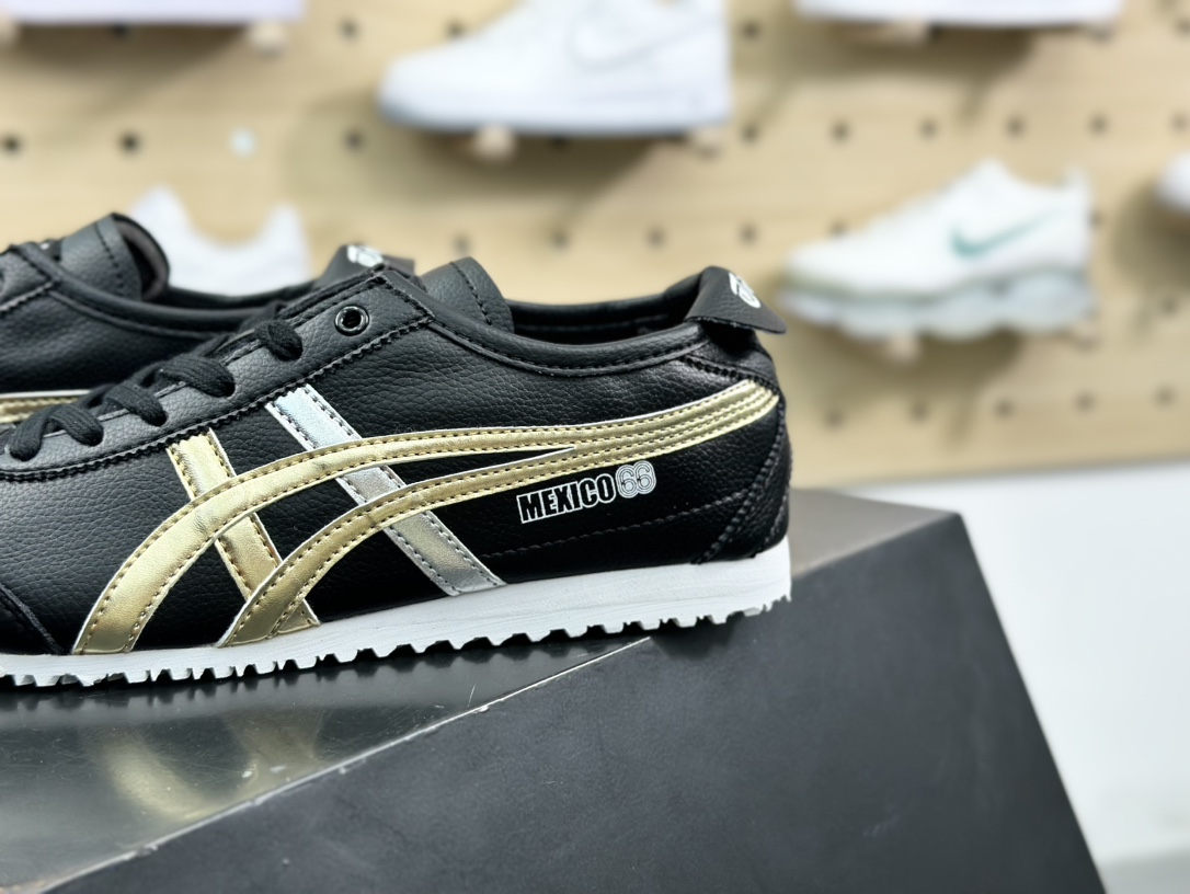 鬼塚虎/Onitsuka Tiger Mexico 66经典墨西哥系列低帮慢跑鞋“皮革黑金银”D5V2L-9094