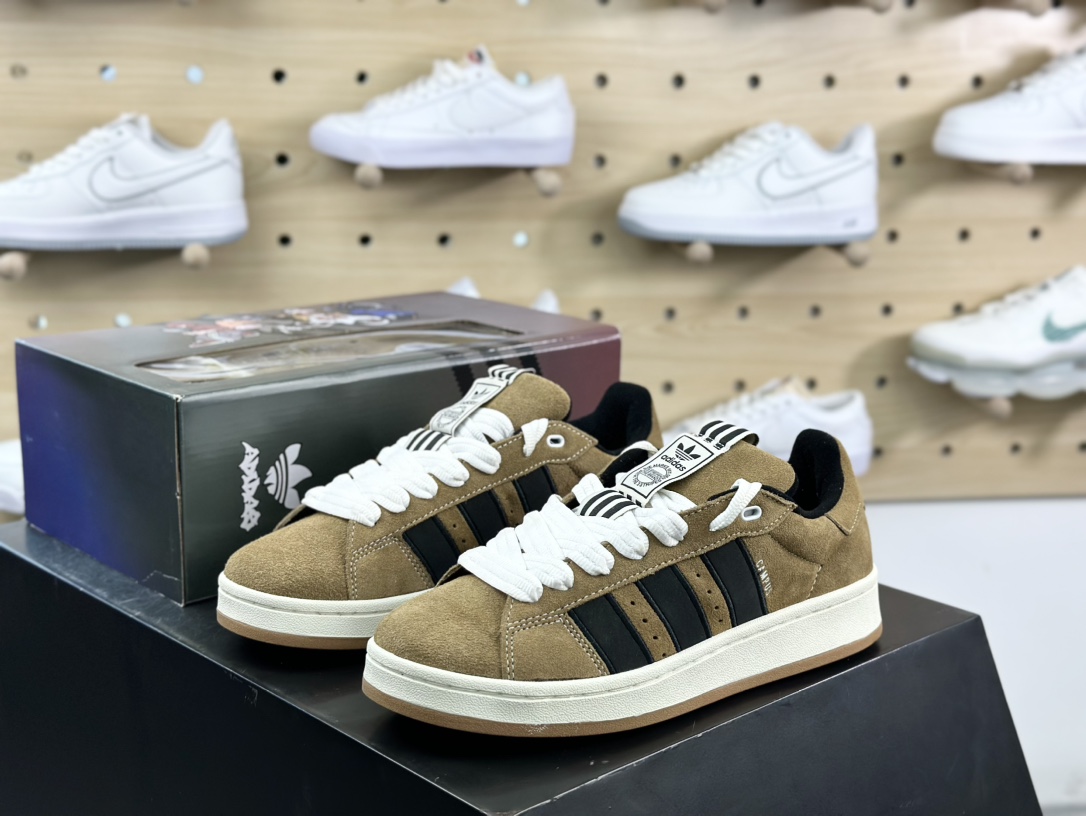 Crude x Adidas Originals Campus 00s”Brown Desert”学院板鞋“联名摩卡棕黑”IE2175