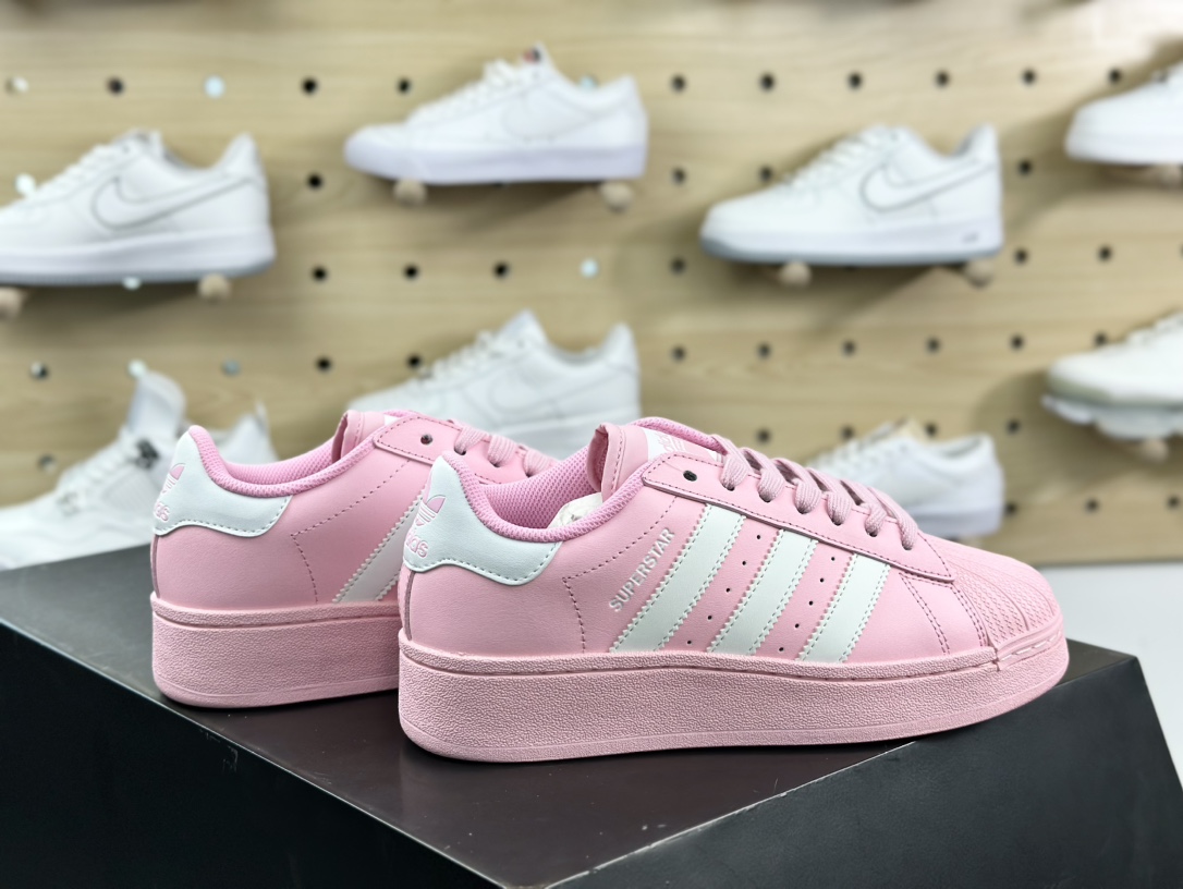 阿迪达斯/三叶草Adidas Originals Superstar XLG 贝壳头系列低帮板鞋“皮革冰淇淋粉白”ID5733