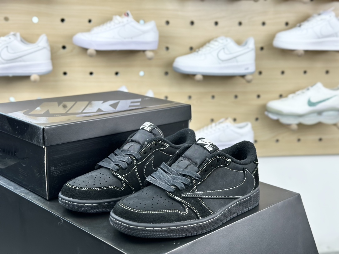 Travis Scott x Nike Air Jordan 1 Low OG SP”Black/Phantom”AJ1乔丹一代篮球鞋“TS联名黑武士白缝线倒钩4.0”DM7866-001