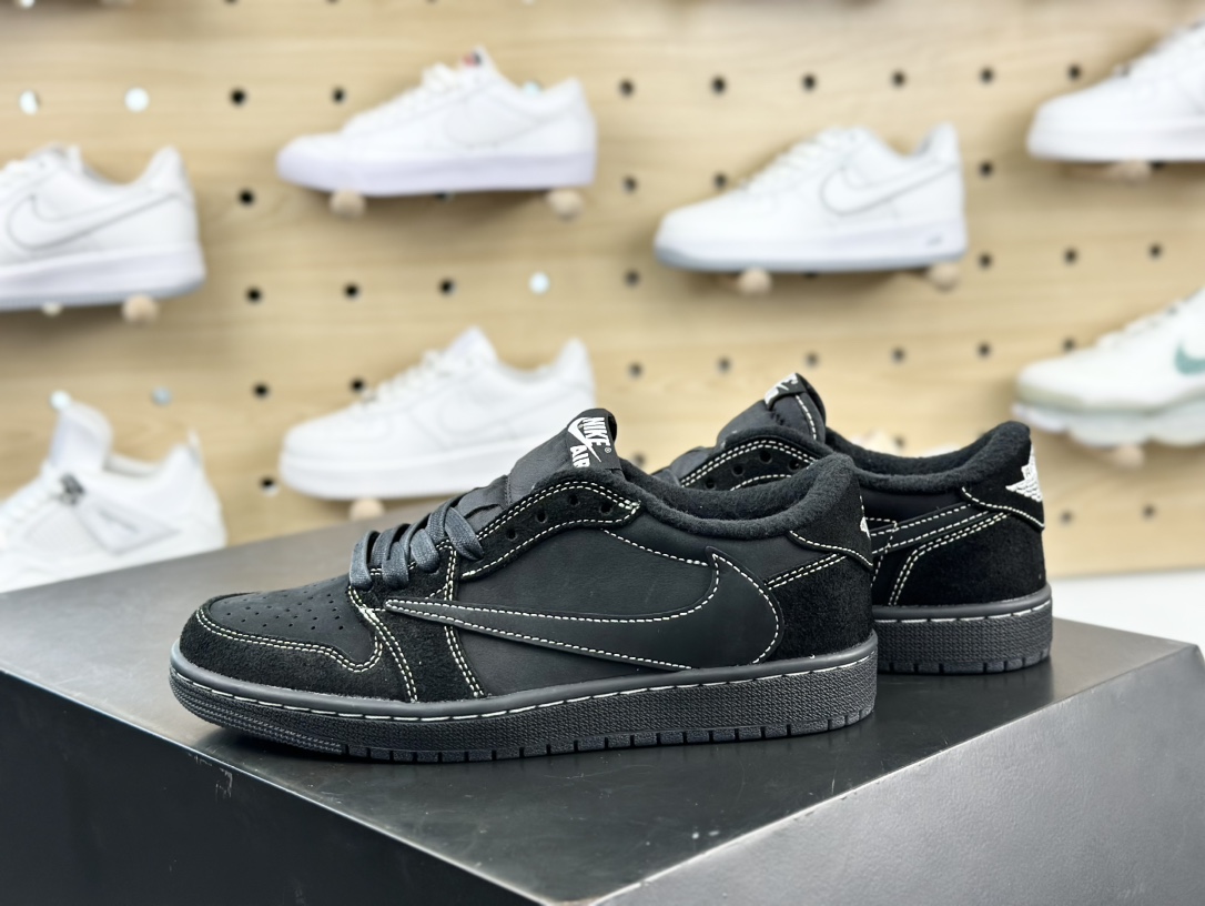 Travis Scott x Nike Air Jordan 1 Low OG SP”Black/Phantom”AJ1乔丹一代篮球鞋“TS联名黑武士白缝线倒钩4.0”DM7866-001