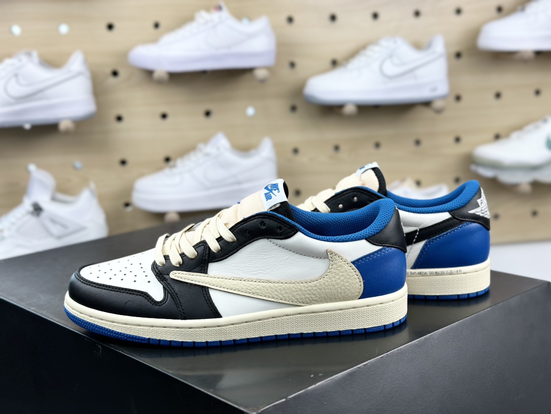 fragment design x Travis Scott x Nike Air Jordan 1 Low OG SP”Military Blue”AJ1乔丹一代经篮球鞋“TS藤原浩联名闪电倒钩”DM7866-140