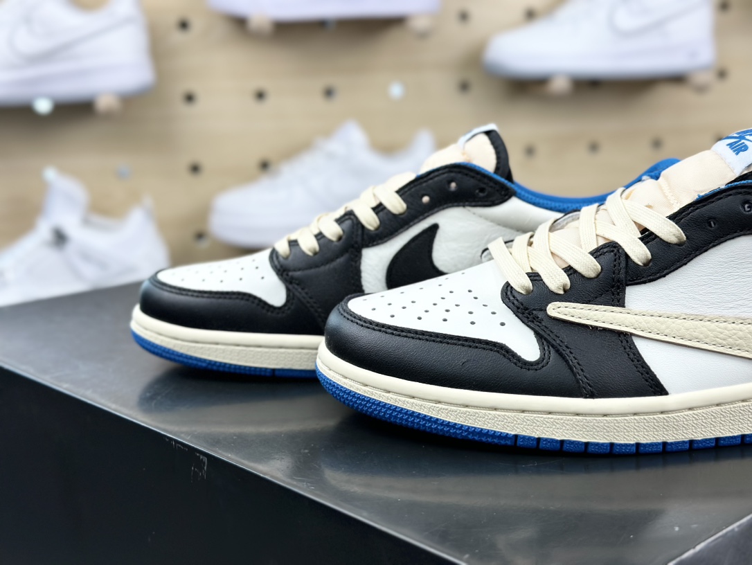 fragment design x Travis Scott x Nike Air Jordan 1 Low OG SP”Military Blue”AJ1乔丹一代经篮球鞋“TS藤原浩联名闪电倒钩”DM7866-140