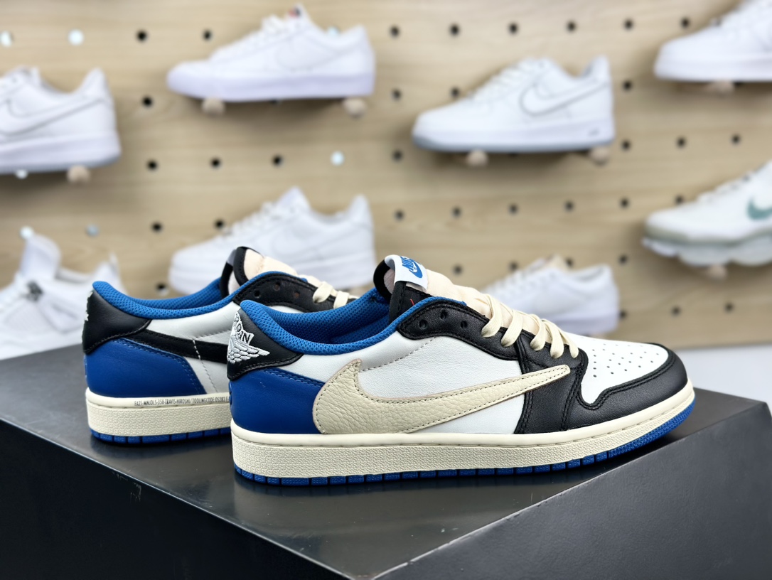 fragment design x Travis Scott x Nike Air Jordan 1 Low OG SP”Military Blue”AJ1乔丹一代经篮球鞋“TS藤原浩联名闪电倒钩”DM7866-140