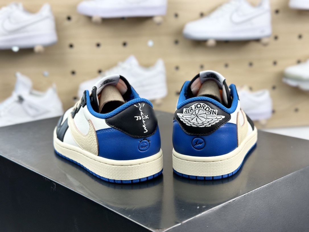 fragment design x Travis Scott x Nike Air Jordan 1 Low OG SP”Military Blue”AJ1乔丹一代经篮球鞋“TS藤原浩联名闪电倒钩”DM7866-140