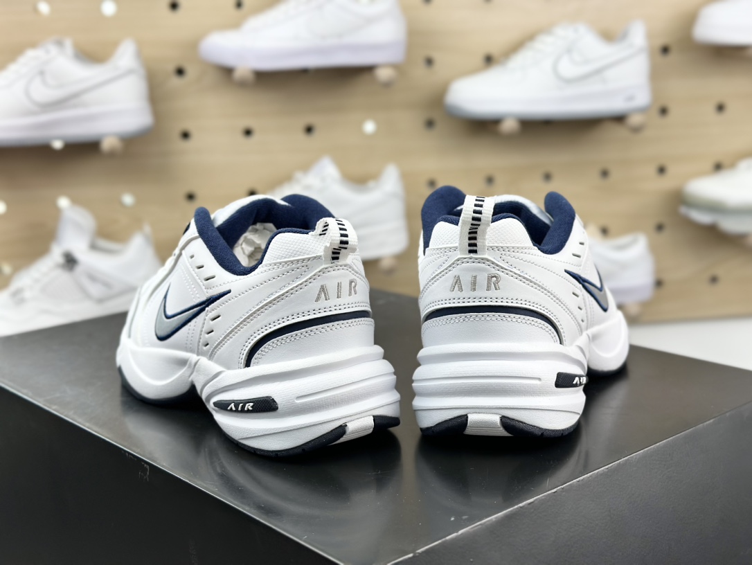 耐克Nike Air Monarch IV”White/Navy”帝王4代慢跑鞋“皮革白深蓝”415445-102