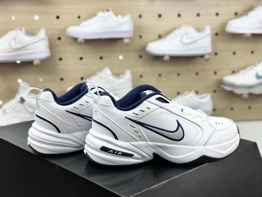 耐克Nike Air Monarch IV”White/Navy”帝王4代慢跑鞋“皮革白深蓝”415445-102