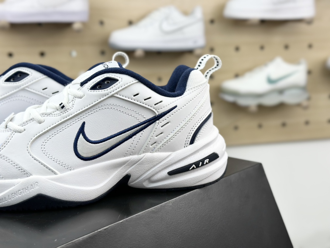 耐克Nike Air Monarch IV”White/Navy”帝王4代慢跑鞋“皮革白深蓝”415445-102