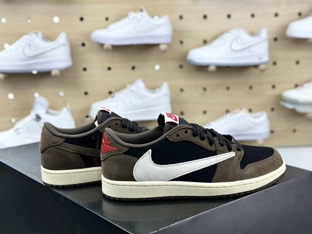 Travis Scott x Nike Air Jordan 1 Retro Low OG”Cactus Jack”AJ1乔丹一代篮球鞋“TS联名深棕黑白倒钩”CQ4277-001