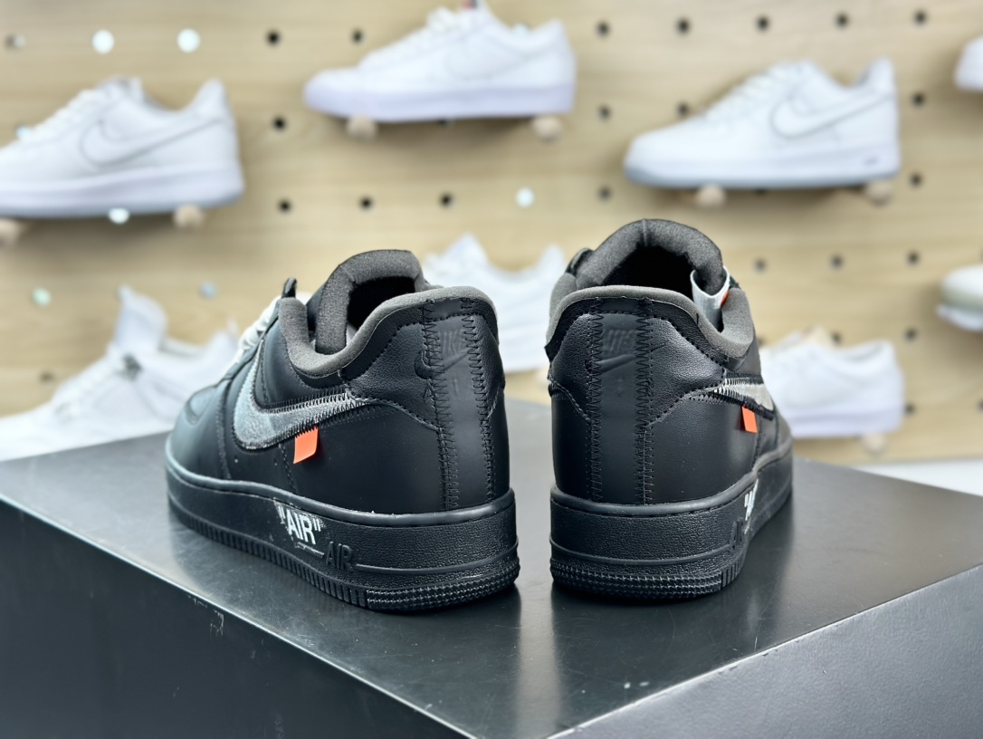 MoMA x Off-White x Nike Air Force 1'07 Low”Black/Metallic Silver”空军一号板鞋“OW全黑橘银钩”AV5210-001