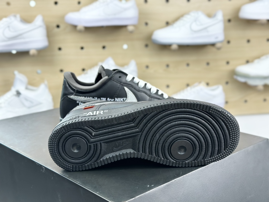 MoMA x Off-White x Nike Air Force 1'07 Low”Black/Metallic Silver”空军一号板鞋“OW全黑橘银钩”AV5210-001