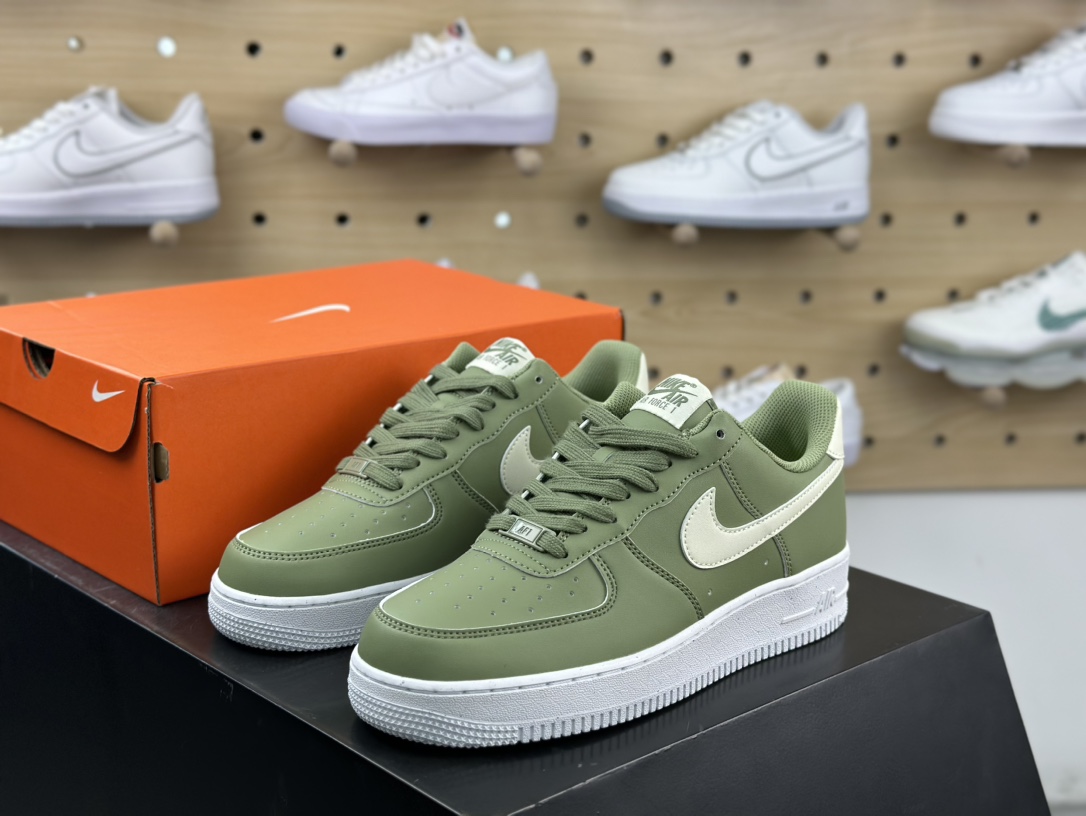 耐克Nike Air Force 1’07 Low Next Nature”Oil Green”空军一号板鞋“皮革牛油果绿”HF5062-386