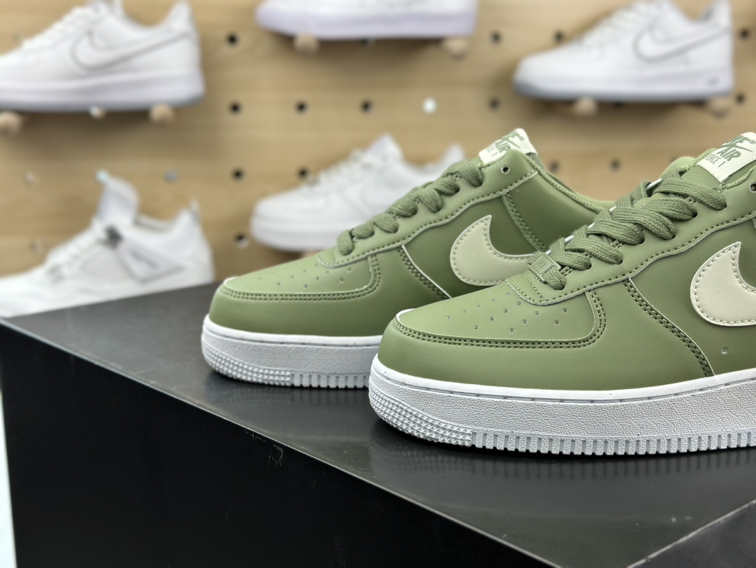 耐克Nike Air Force 1’07 Low Next Nature”Oil Green”空军一号板鞋“皮革牛油果绿”HF5062-386