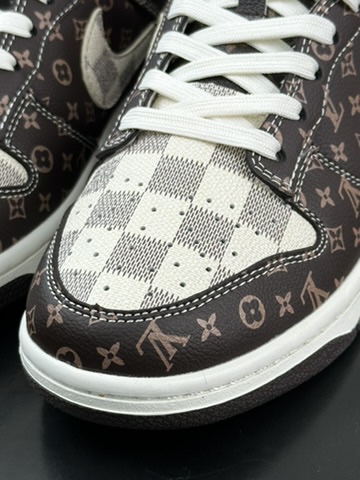 路易威登Louis Vuitton x Nike SB Dunk Low”Damier Azur/Brown/LV Monogram”扣篮板鞋“联名深棕LV老花白灰棋盘格子”SJ2068-255