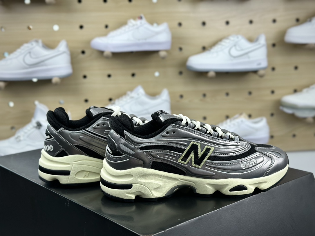 NB新百伦New Balance M1000”Silver Metallic”系列低帮慢跑鞋“金属钛钢银黑”M1000SL