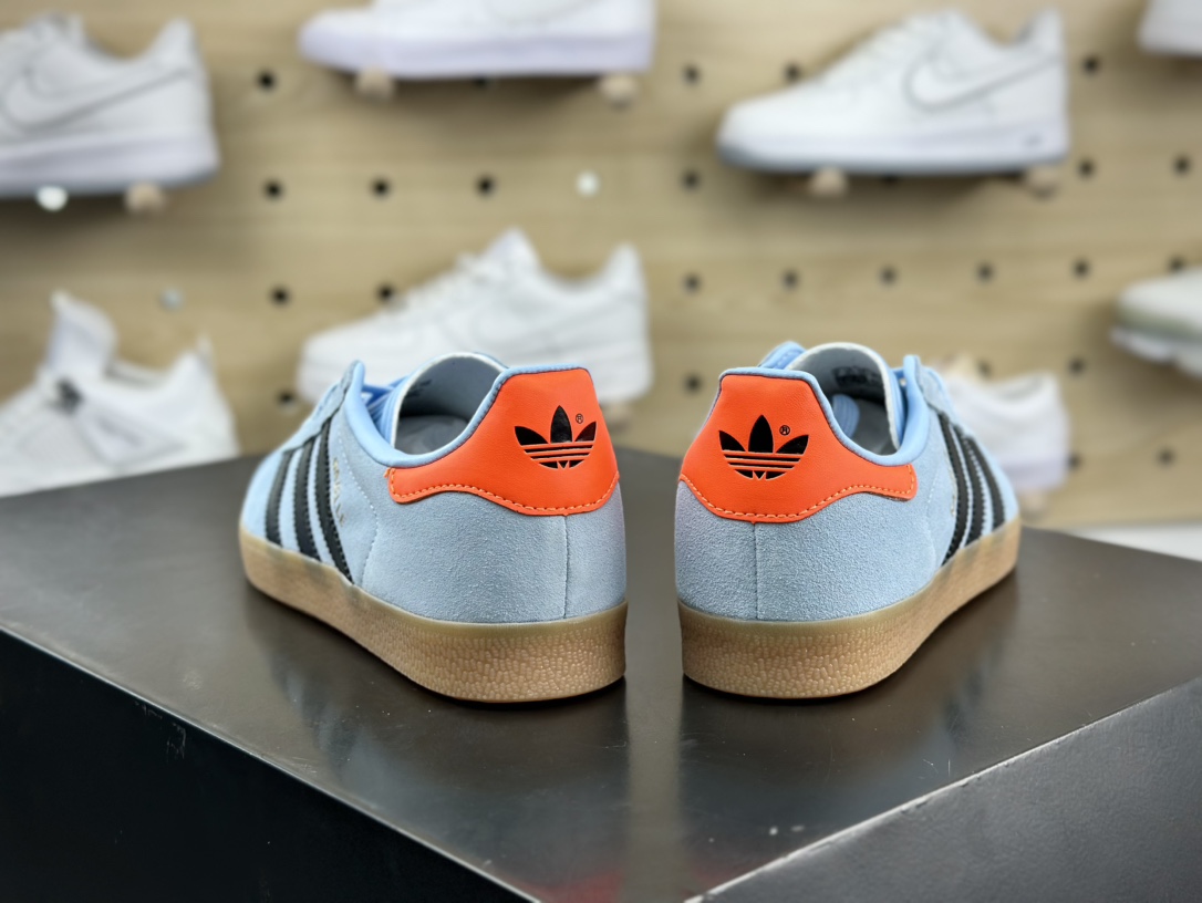 阿迪达斯Adidas Originals Gazelle 90 羚羊90复刻版系列复古板鞋“翻毛晴空蓝黑橙生胶底”JI2076