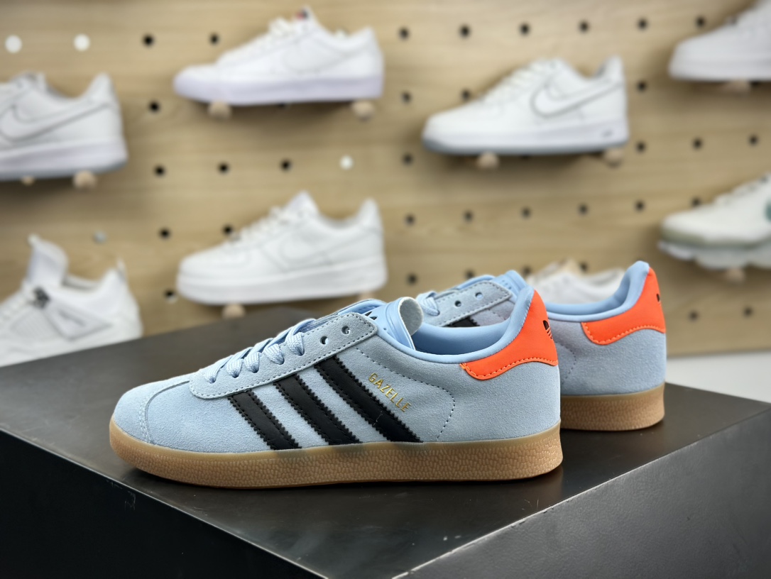 阿迪达斯Adidas Originals Gazelle 90 羚羊90复刻版系列复古板鞋“翻毛晴空蓝黑橙生胶底”JI2076