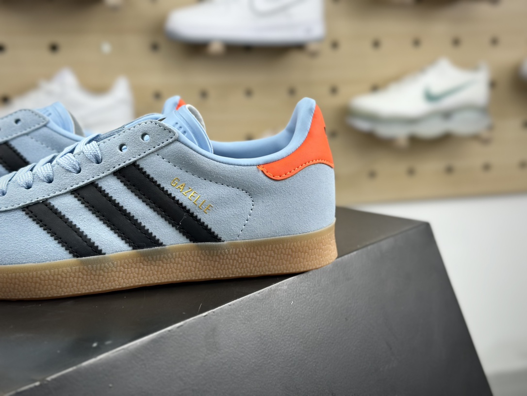 阿迪达斯Adidas Originals Gazelle 90 羚羊90复刻版系列复古板鞋“翻毛晴空蓝黑橙生胶底”JI2076