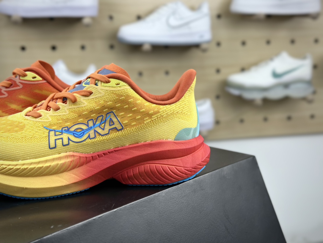 Hoka One One Mach 6 Low 马赫6代系列低帮全马竞速慢跑鞋“网织太阳黄红”1147810/PYS