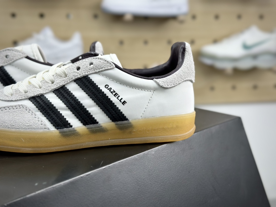 Hikari Shibata x Adidas Gazelle Indoor Trainers”White Night Grey Gum”羚羊运动板鞋“联名米白黑生胶底”IH9985