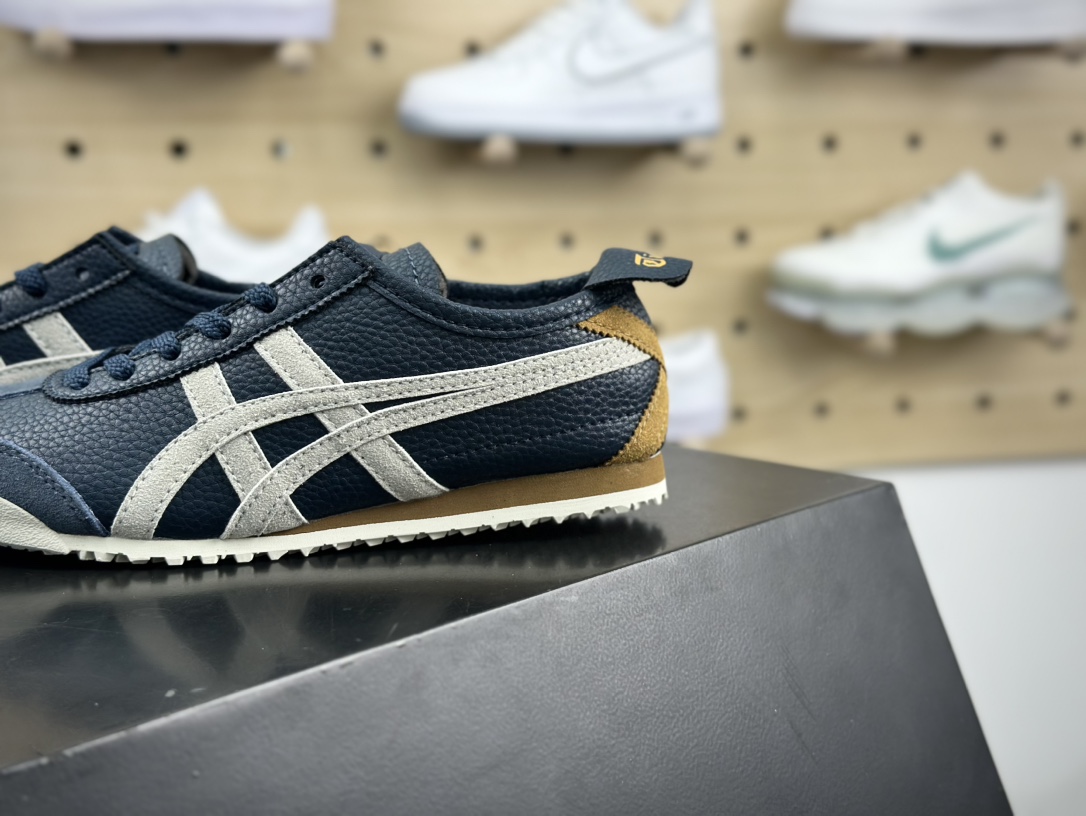 鬼塚虎/Onitsuka Tiger Mexico 66经典墨西哥系列低帮慢跑鞋“皮革藏蓝浅灰黄”1183B039-400