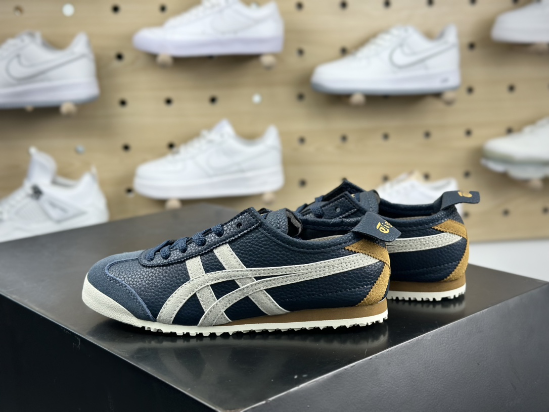 鬼塚虎/Onitsuka Tiger Mexico 66经典墨西哥系列低帮慢跑鞋“皮革藏蓝浅灰黄”1183B039-400