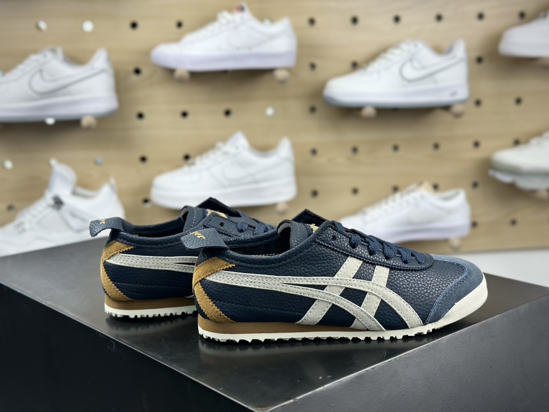 鬼塚虎/Onitsuka Tiger Mexico 66经典墨西哥系列低帮慢跑鞋“皮革藏蓝浅灰黄”1183B039-400