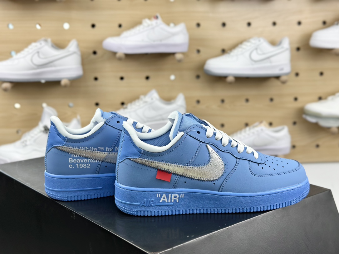 VIRGIL ABLOH (Chicago Museum of Contemporary Art) x Off-White x Nike Air Force 1'07 Low”MCA University Blue”空军一号板鞋“OW北卡蓝银钩”CI1173-400