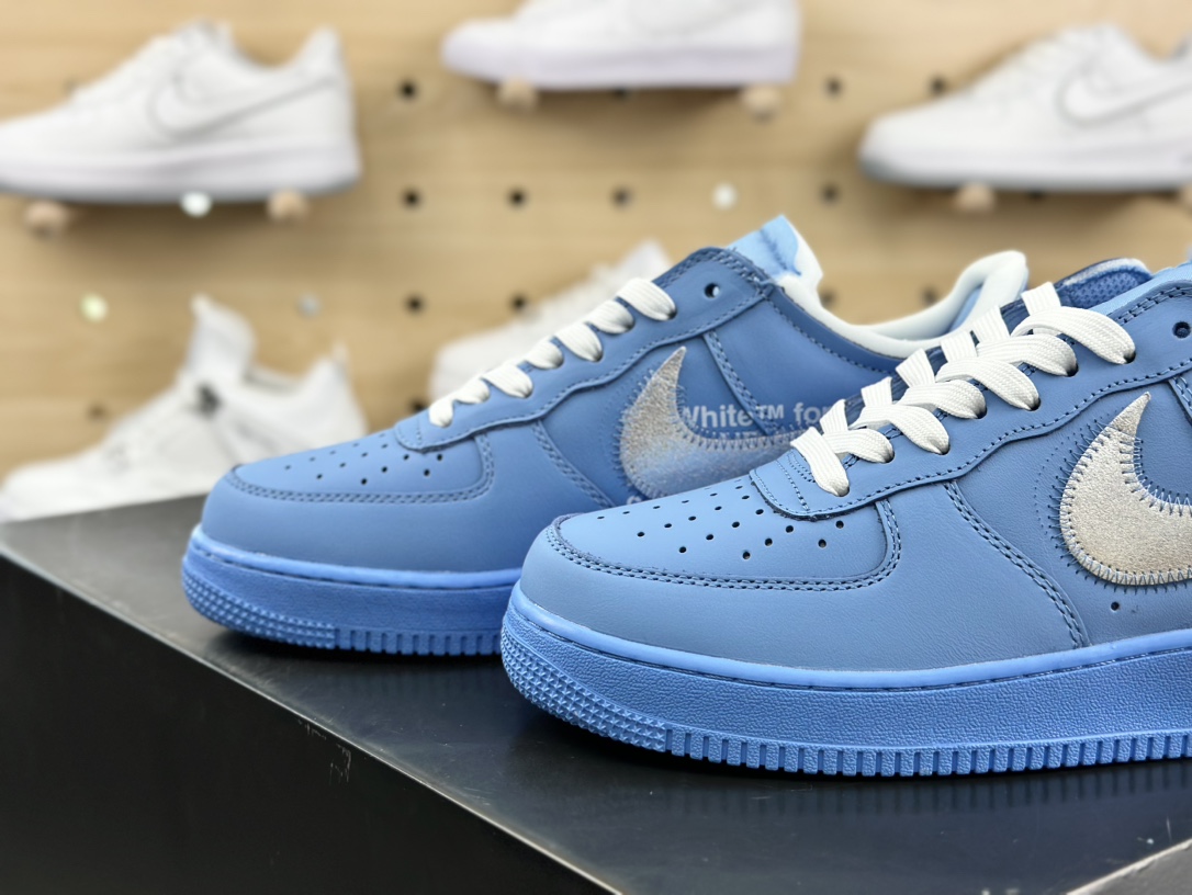 VIRGIL ABLOH (Chicago Museum of Contemporary Art) x Off-White x Nike Air Force 1'07 Low”MCA University Blue”空军一号板鞋“OW北卡蓝银钩”CI1173-400