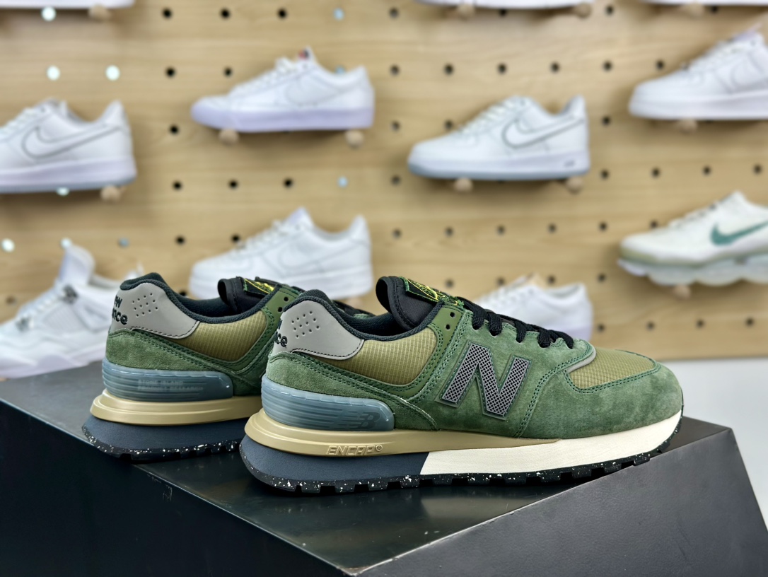 石头岛Stone Island x NB新百伦New Balance U574”Dark Green”升级版系列低帮慢跑鞋“联名深绿黑卡其”U574LGIL