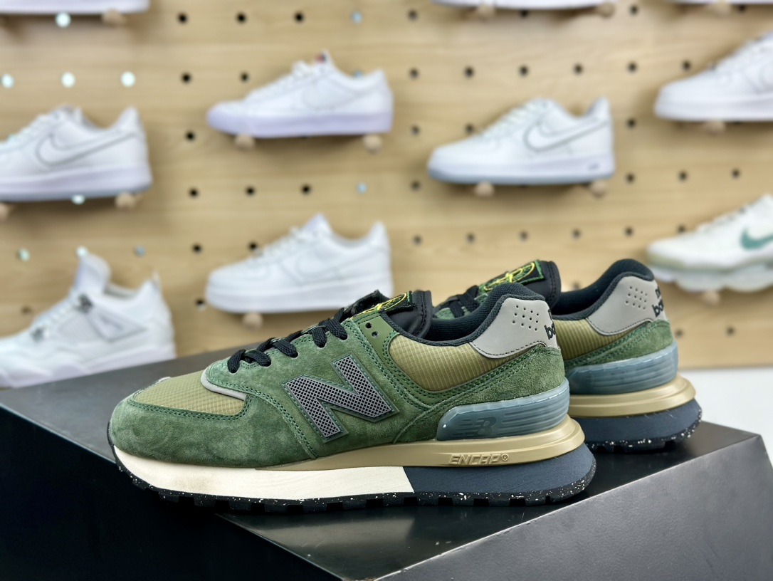 石头岛Stone Island x NB新百伦New Balance U574”Dark Green”升级版系列低帮慢跑鞋“联名深绿黑卡其”U574LGIL