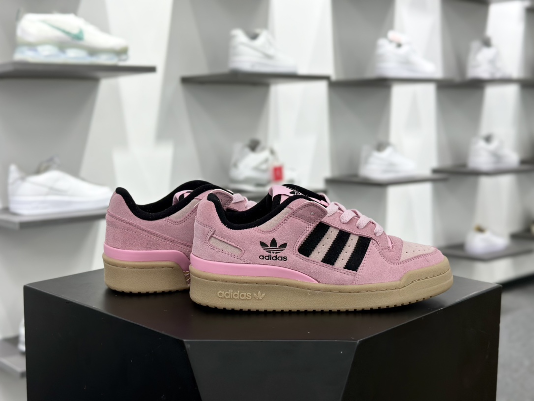 阿迪达斯/三叶草Adidas Originals Forum Low CL 罗马系列低帮板鞋“翻毛浅粉黑生胶底”JH6287