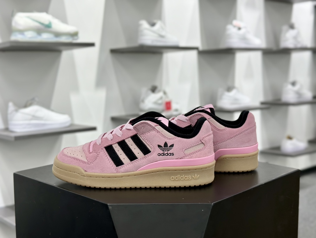 阿迪达斯/三叶草Adidas Originals Forum Low CL 罗马系列低帮板鞋“翻毛浅粉黑生胶底”JH6287