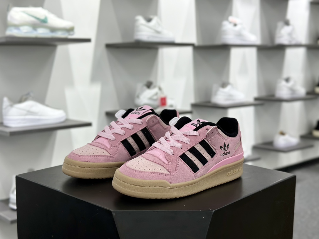 阿迪达斯/三叶草Adidas Originals Forum Low CL 罗马系列低帮板鞋“翻毛浅粉黑生胶底”JH6287