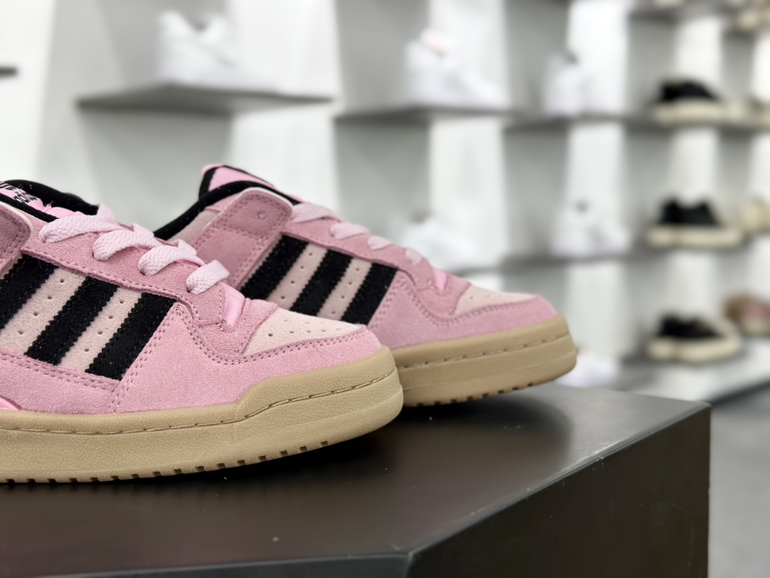 阿迪达斯/三叶草Adidas Originals Forum Low CL 罗马系列低帮板鞋“翻毛浅粉黑生胶底”JH6287