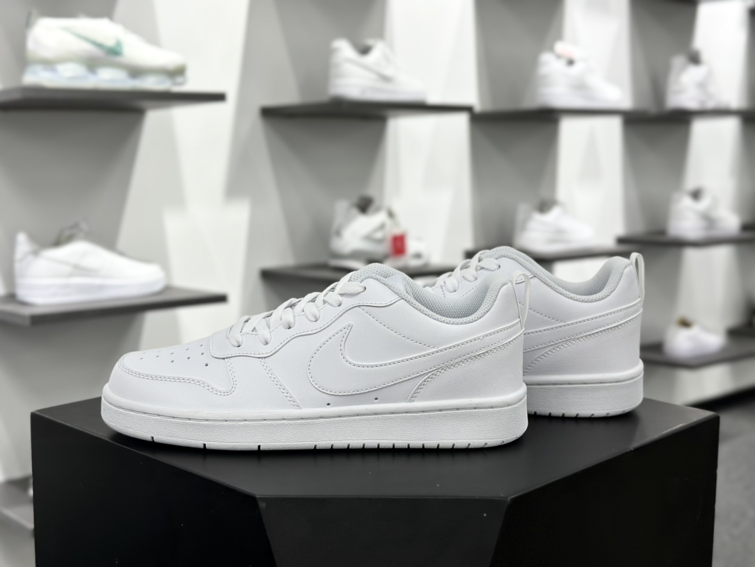 耐克Nike Court Borough Low 2”All White”学院系列板鞋“皮革全白”BQ5448-100