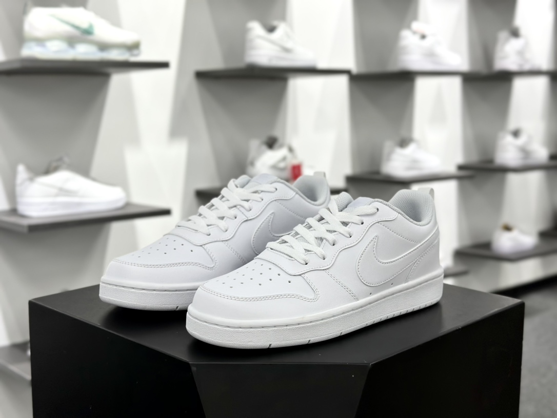 耐克Nike Court Borough Low 2”All White”学院系列板鞋“皮革全白”BQ5448-100