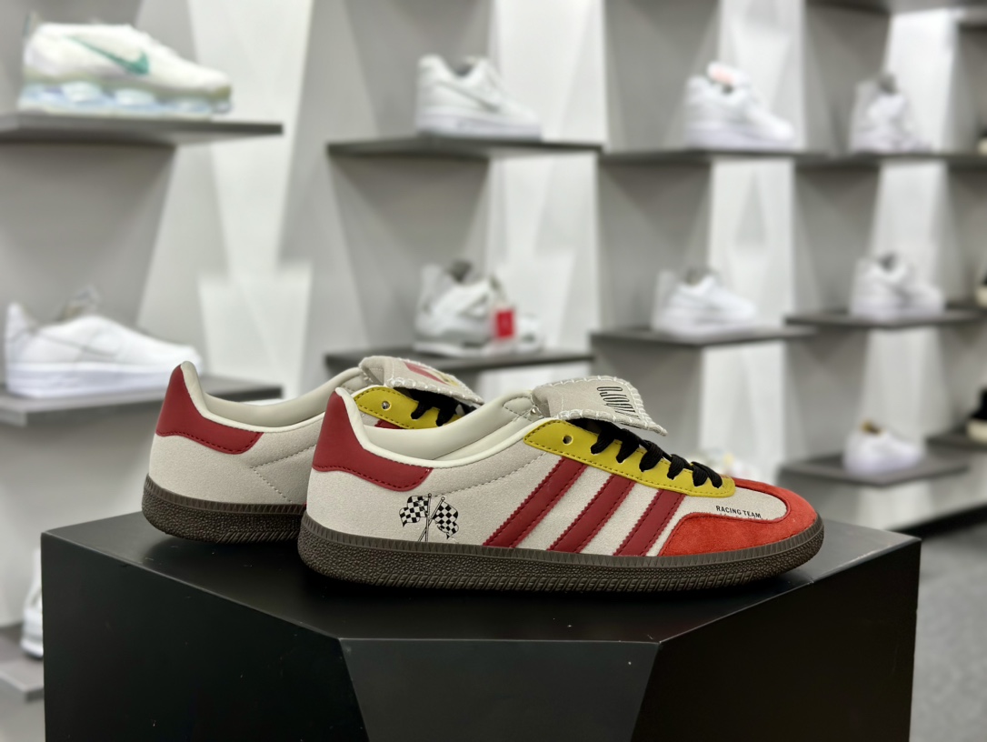 Adidas Originals Samba LT”Marlboro”桑巴舞系列运动板鞋“联名米灰黄红长舌”IE9177