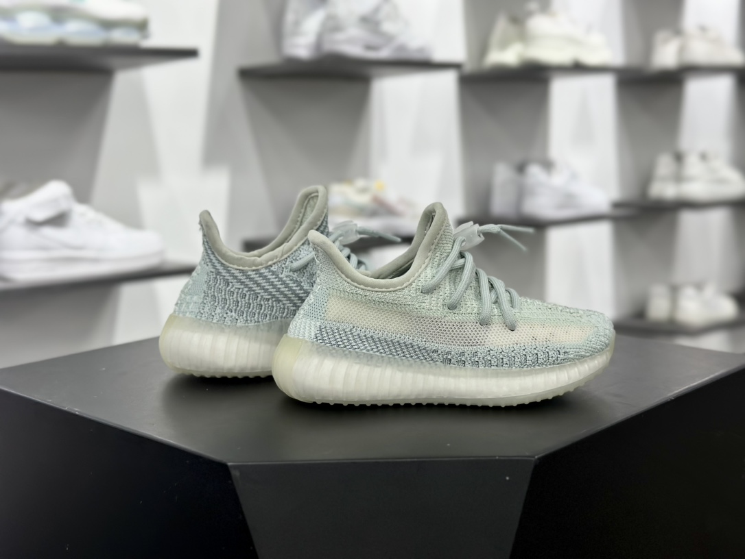 Kanye West x Adidas Yeezy Boost 350 V2”Core Black/White”椰子系列低帮童鞋“冰蓝满天星”FW5317