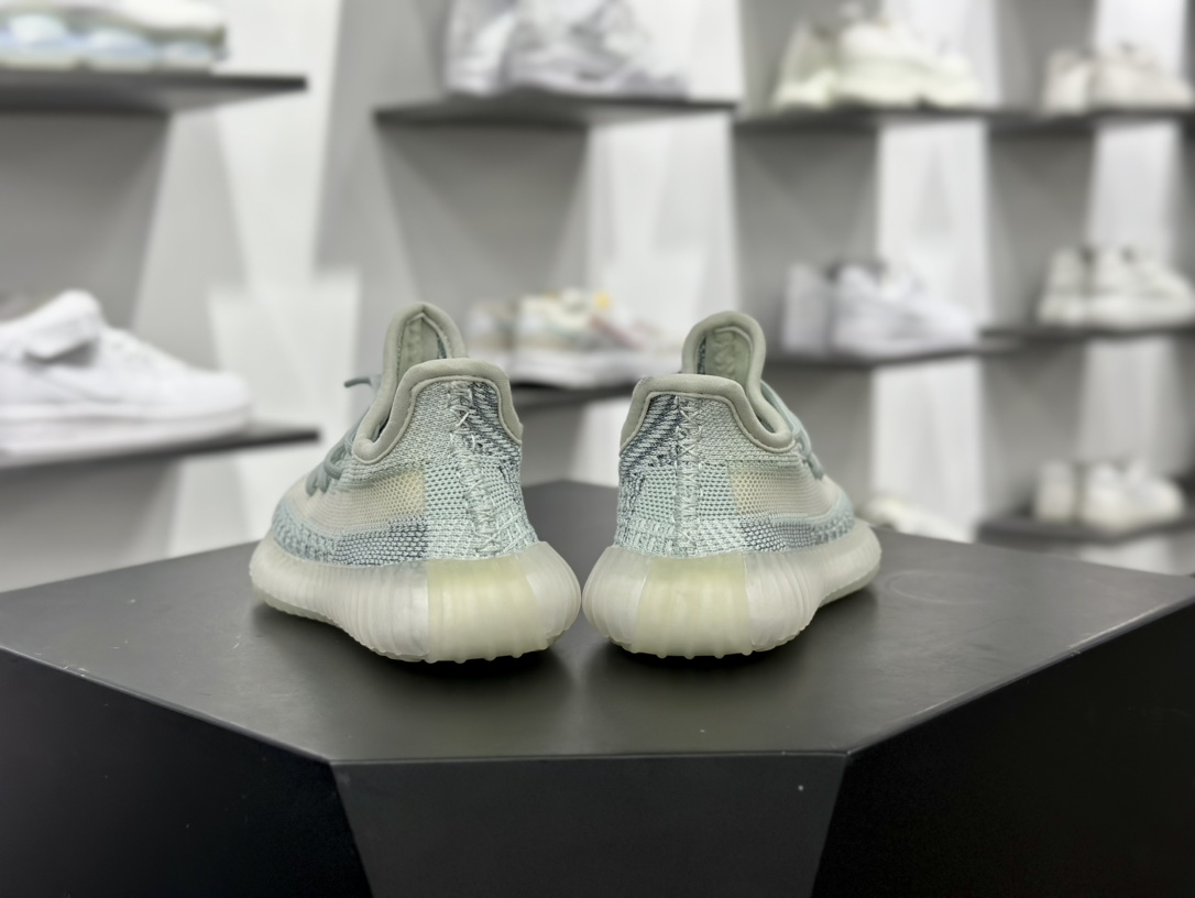 Kanye West x Adidas Yeezy Boost 350 V2”Core Black/White”椰子系列低帮童鞋“冰蓝满天星”FW5317