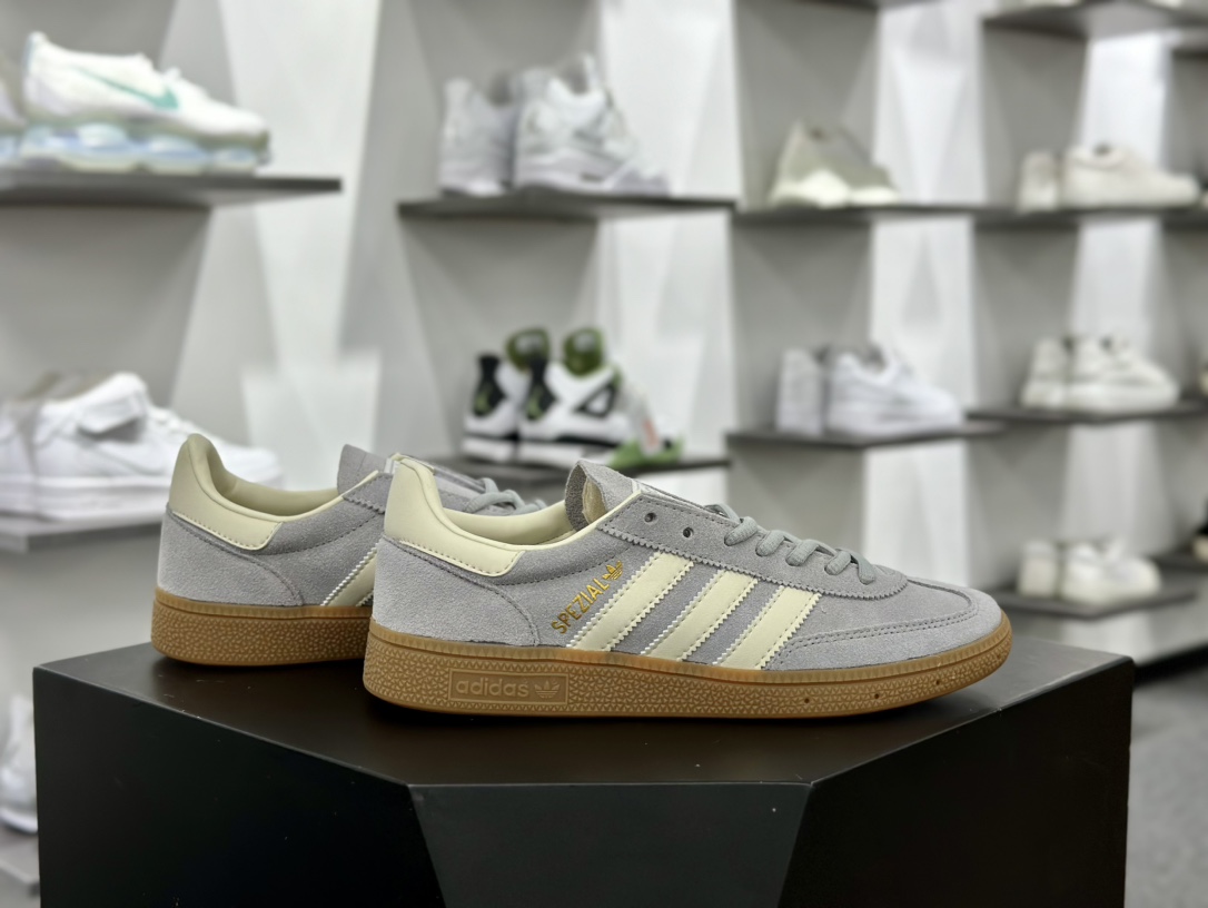 阿迪达斯Adidas Originals Handball SPZL 手球运动员系列板鞋“翻毛灰蓝米白生胶底”IF7086