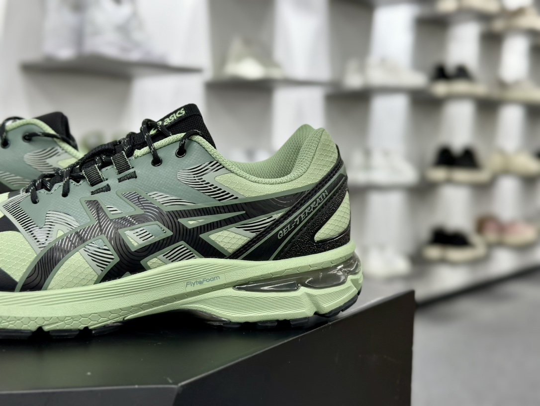 亚瑟士/Asics Gel-Terrain”Dark Jade Black”全地形系列低帮运动跑步鞋“青绿黑”1203A342-300