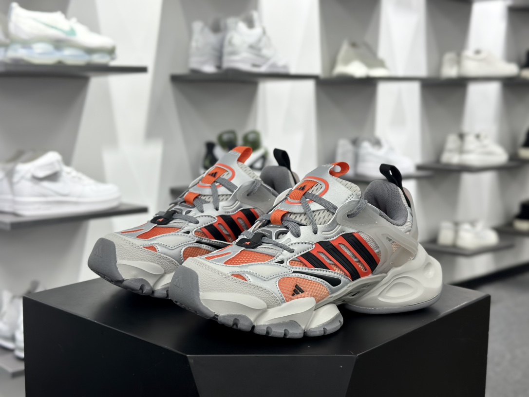 阿迪达斯Adidas XLG Runner Deluxe 跑步者豪华版系列低帮休闲运动慢跑鞋“金属银黑橙”JP5763