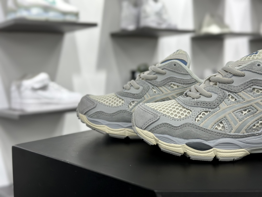 亚瑟士/Asics Gel-NYC 系列低帮复古休闲运动慢跑鞋“冷灰米白灰蓝”1203A372-600