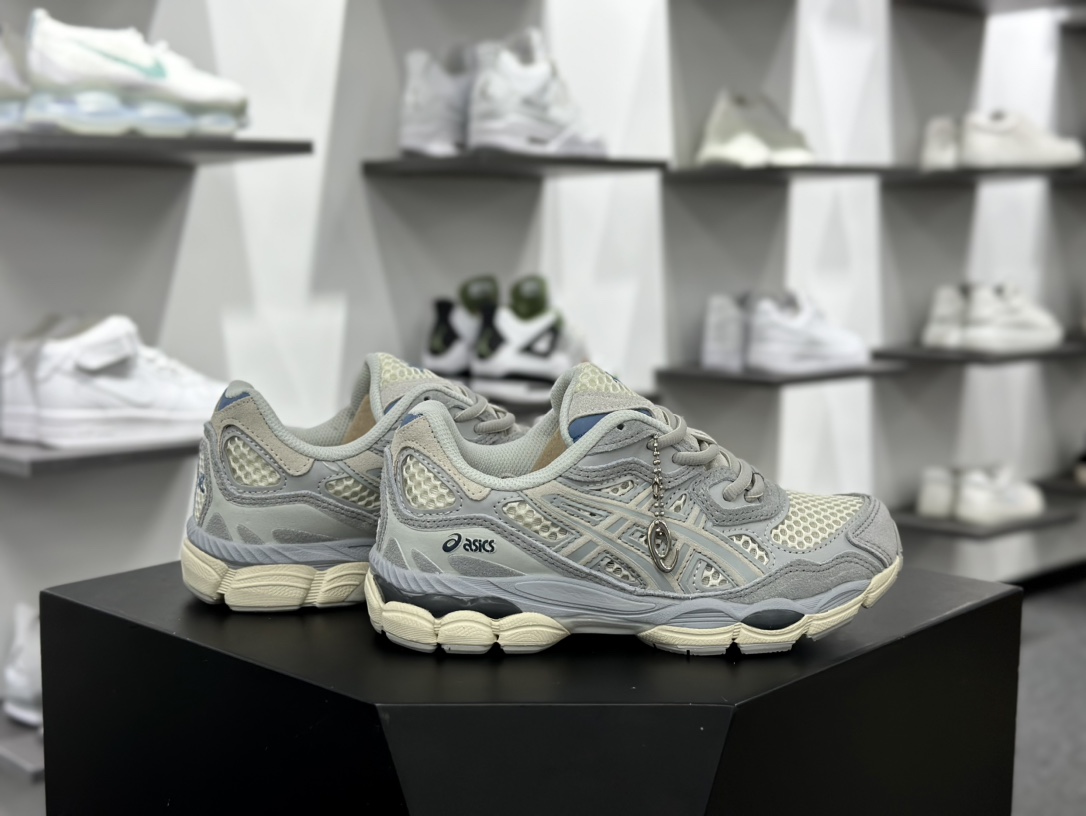 亚瑟士/Asics Gel-NYC 系列低帮复古休闲运动慢跑鞋“冷灰米白灰蓝”1203A372-600