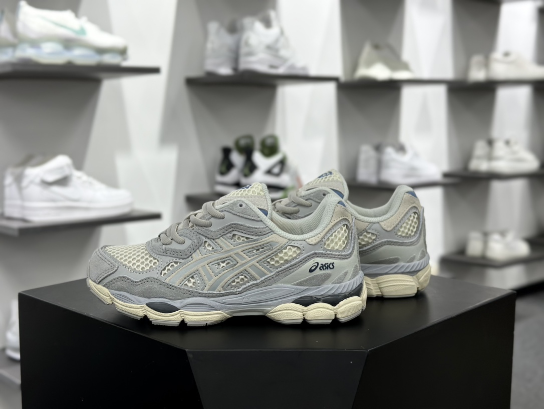 亚瑟士/Asics Gel-NYC 系列低帮复古休闲运动慢跑鞋“冷灰米白灰蓝”1203A372-600